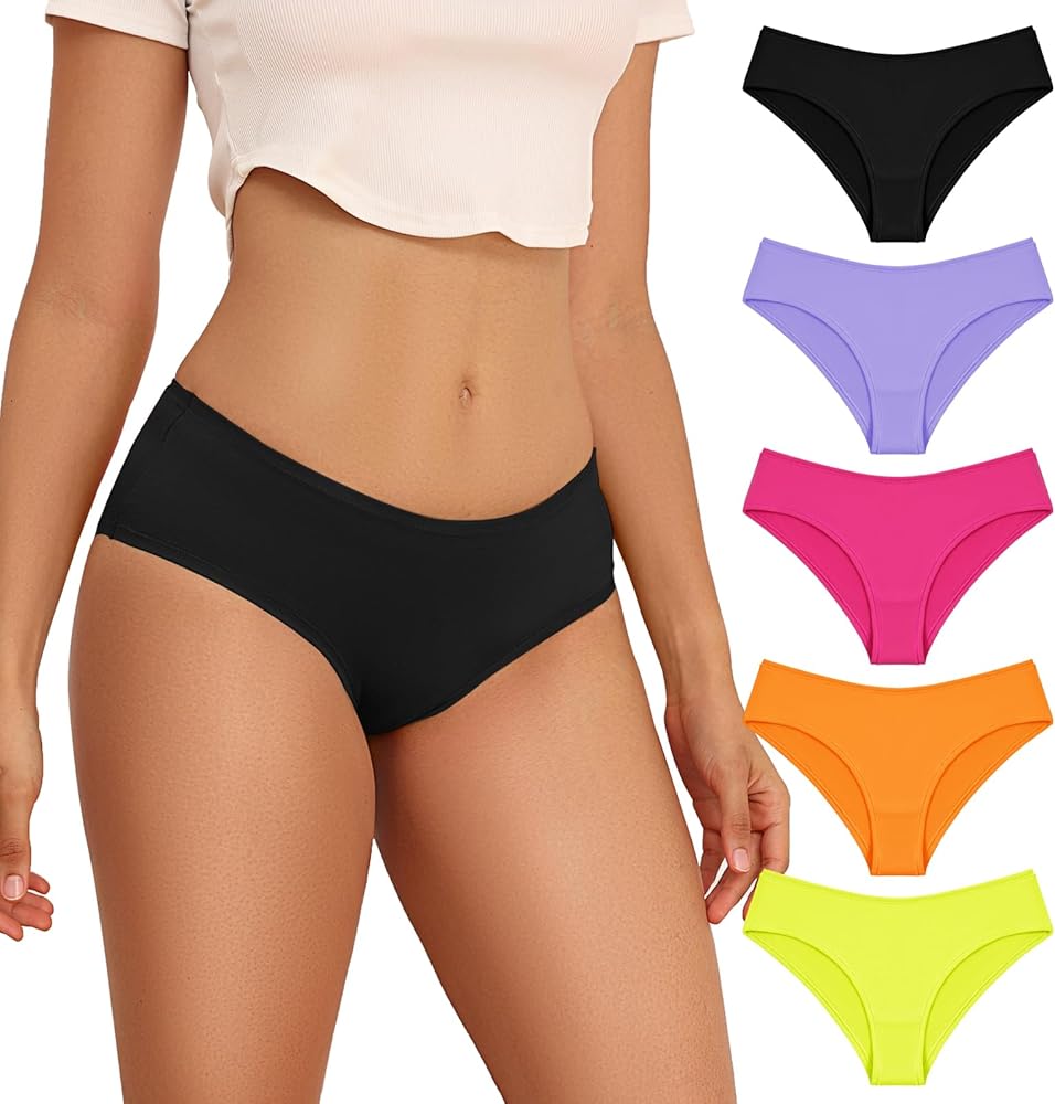 Womens Underwear Cotton, Sexy Underwear for Women Soft Cheeky Panties Bikini Hipster Ladies Gifts 5 Pack S-XL