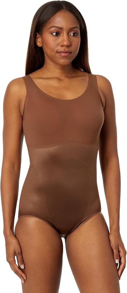 SPANX® Thinstincts® 2.0 Tank Panty Bodysuit for Women – Printed Power® Technology – Blended Fabric Chestnut Brown MD One Size