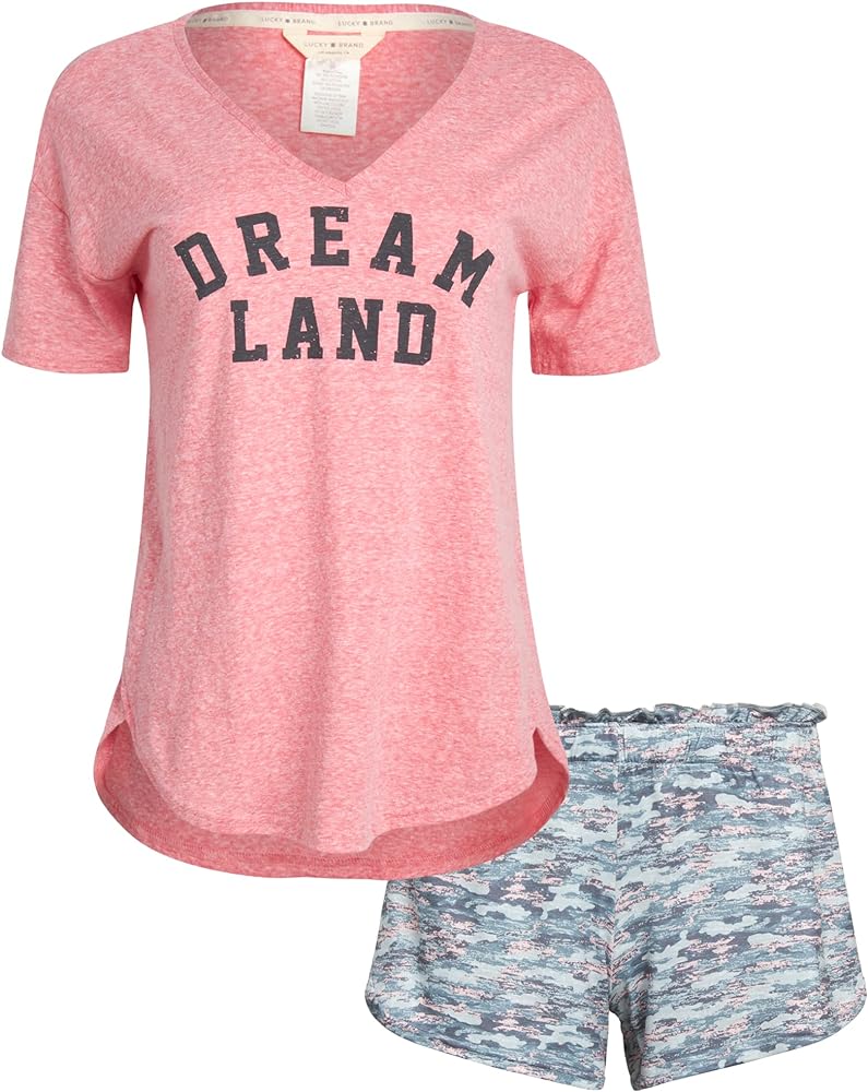 Lucky Brand Women's Drapy Graphic Tee T-Shirt and Short Pajama Set