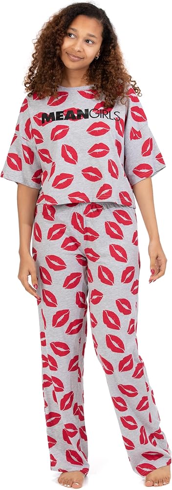 Mean Girls Womens Pyjamas Adults Lipstick Burn Book T-Shirt Trousers Pjs