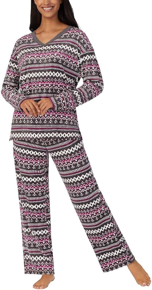 Nautica Women's 2 Piece Fleece Pajama Sleepwear Set (Grey) Medium