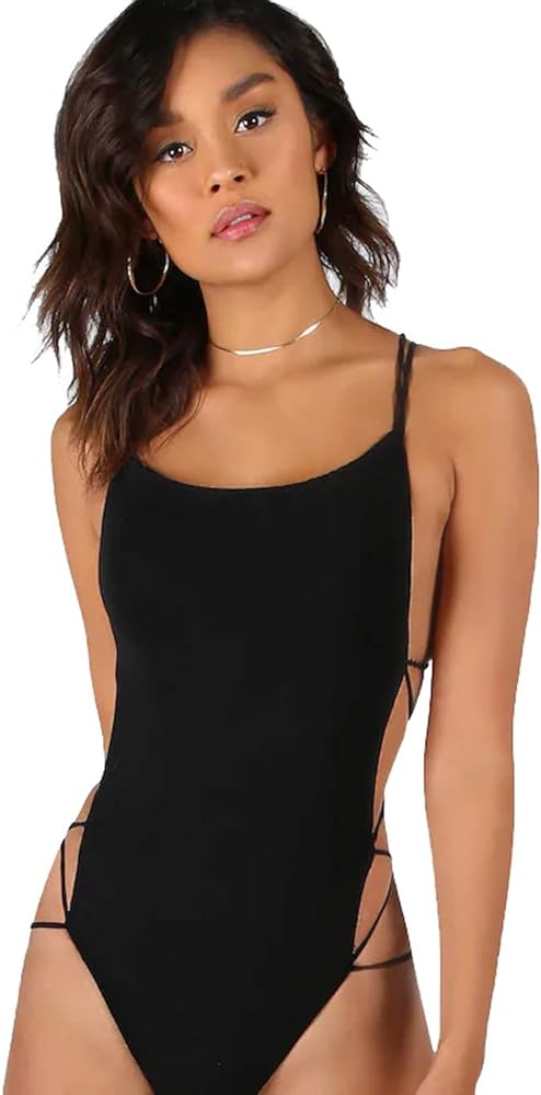 Verdusa Women's Sleeveless Scoop Neck Strappy Backless Bodysuit