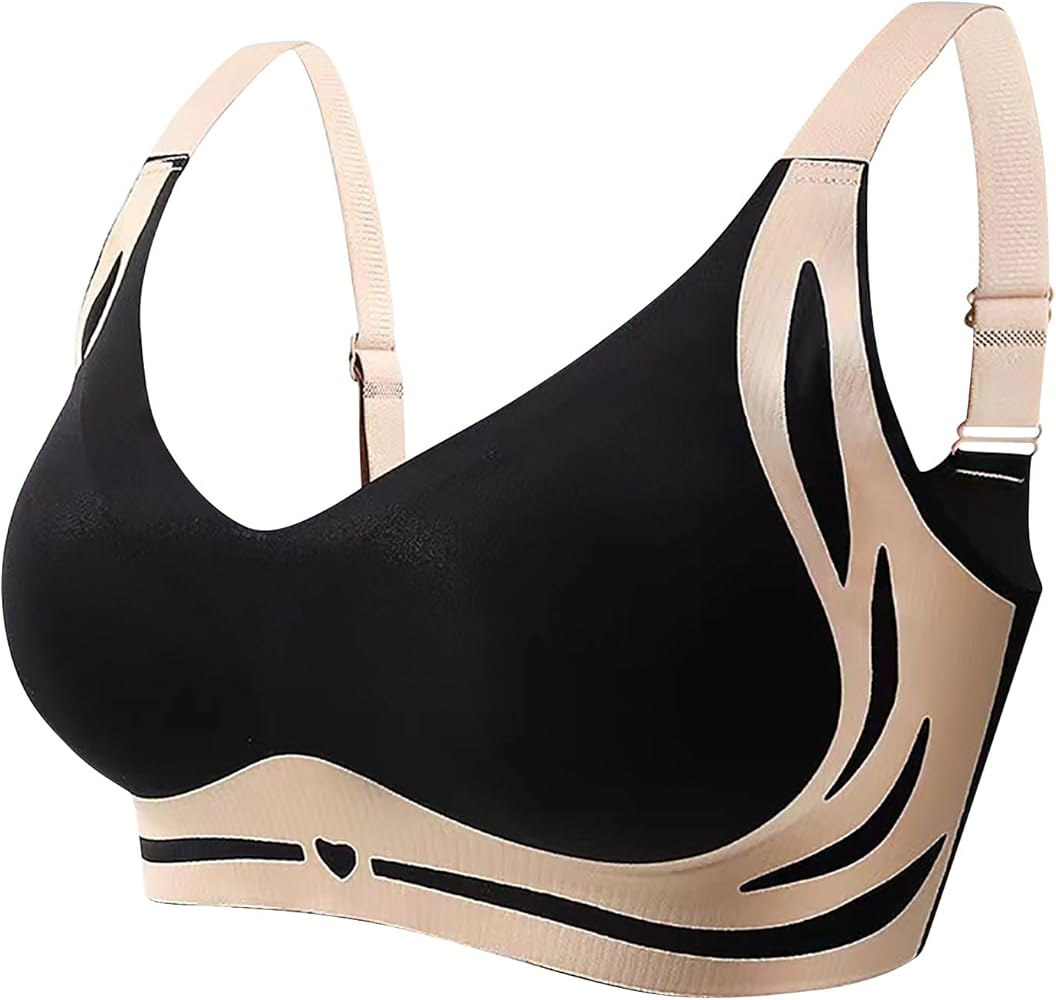 Women's Wireless Push-up Bra,Ladies Lifting Wide Strap Sleep Comfortable Full Coverage Shaping Sports Bras for Women