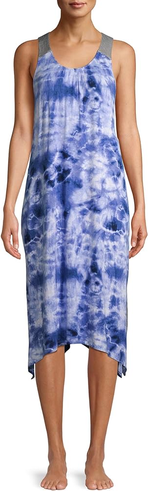 Blue Tie Dye Midi Chemise Sleepwear Dress - Small