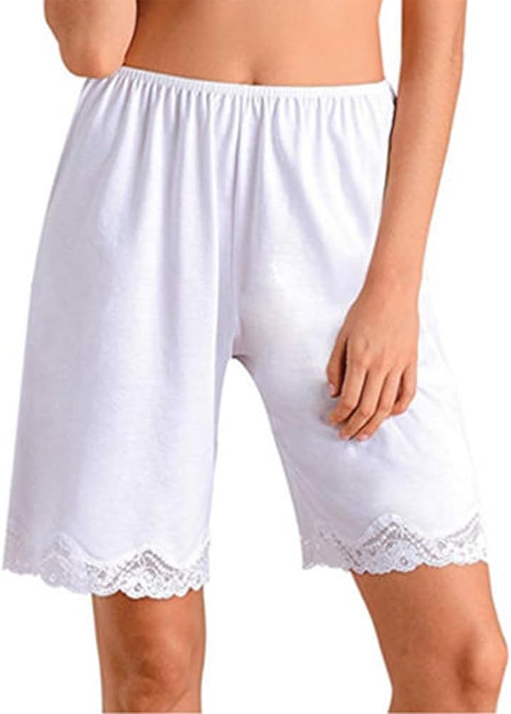 Women Loose Half Slip Shorts Loose Fit Lace Trim Pettipants Culotte Slip Bloomers Split Underwear Shorts