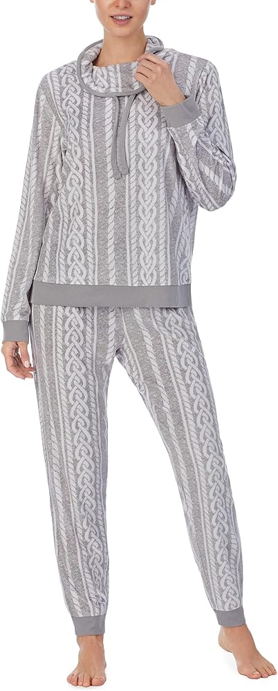 Nautica Women's Sleepwear CableKnit Pattern Long Sleeve and Pant Pajama Set