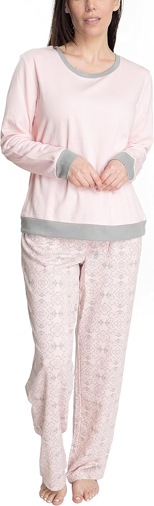 Hanes Women's Holiday Hibernation Longsleeve Top and Pajama Bottom French Terry Set, Multiple Colors, Multiple Sizes