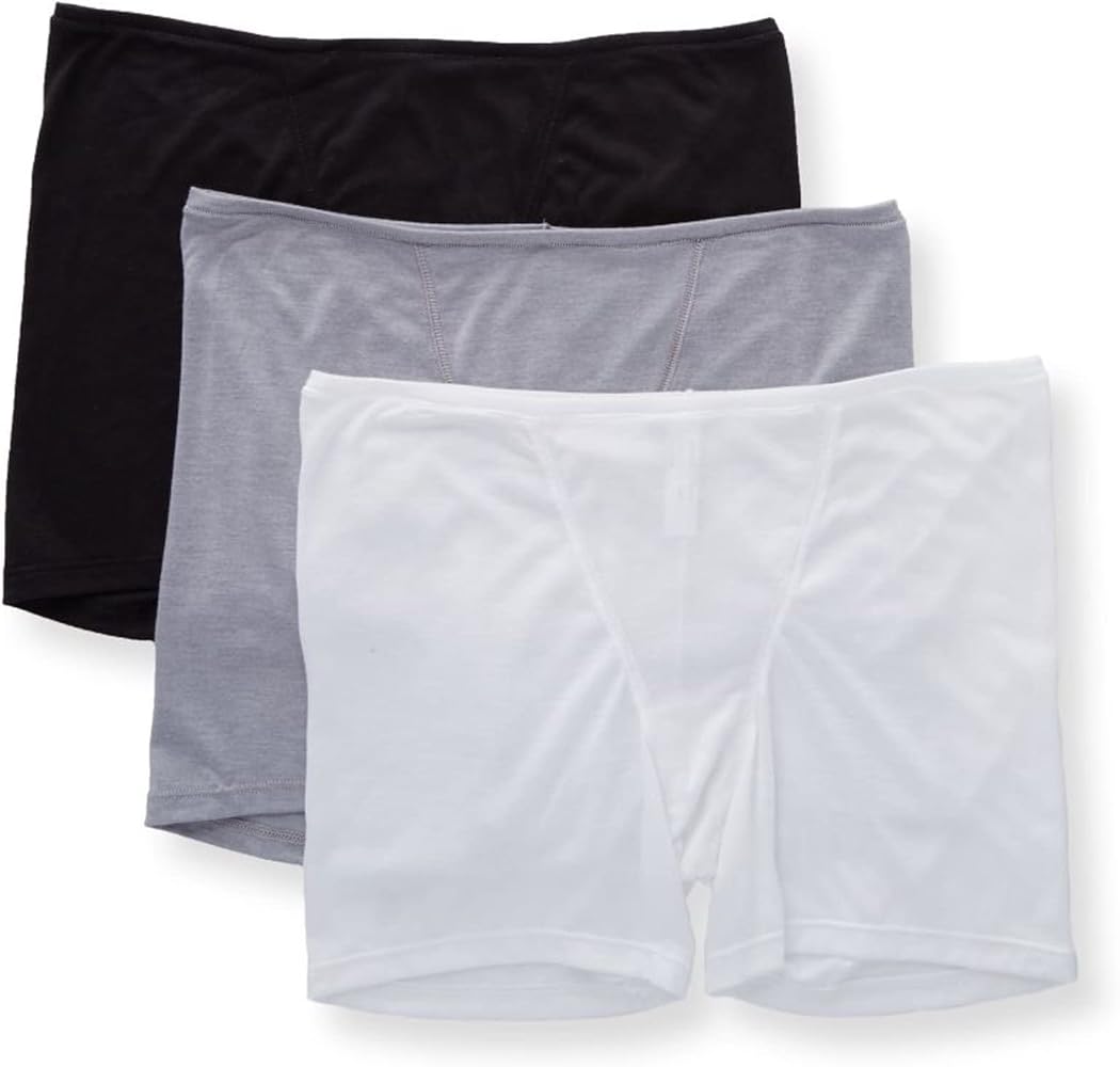 Hanes Women's 3 Pack ComfortSoft Lounge Boxer, Black/White/Heather Grey, 10