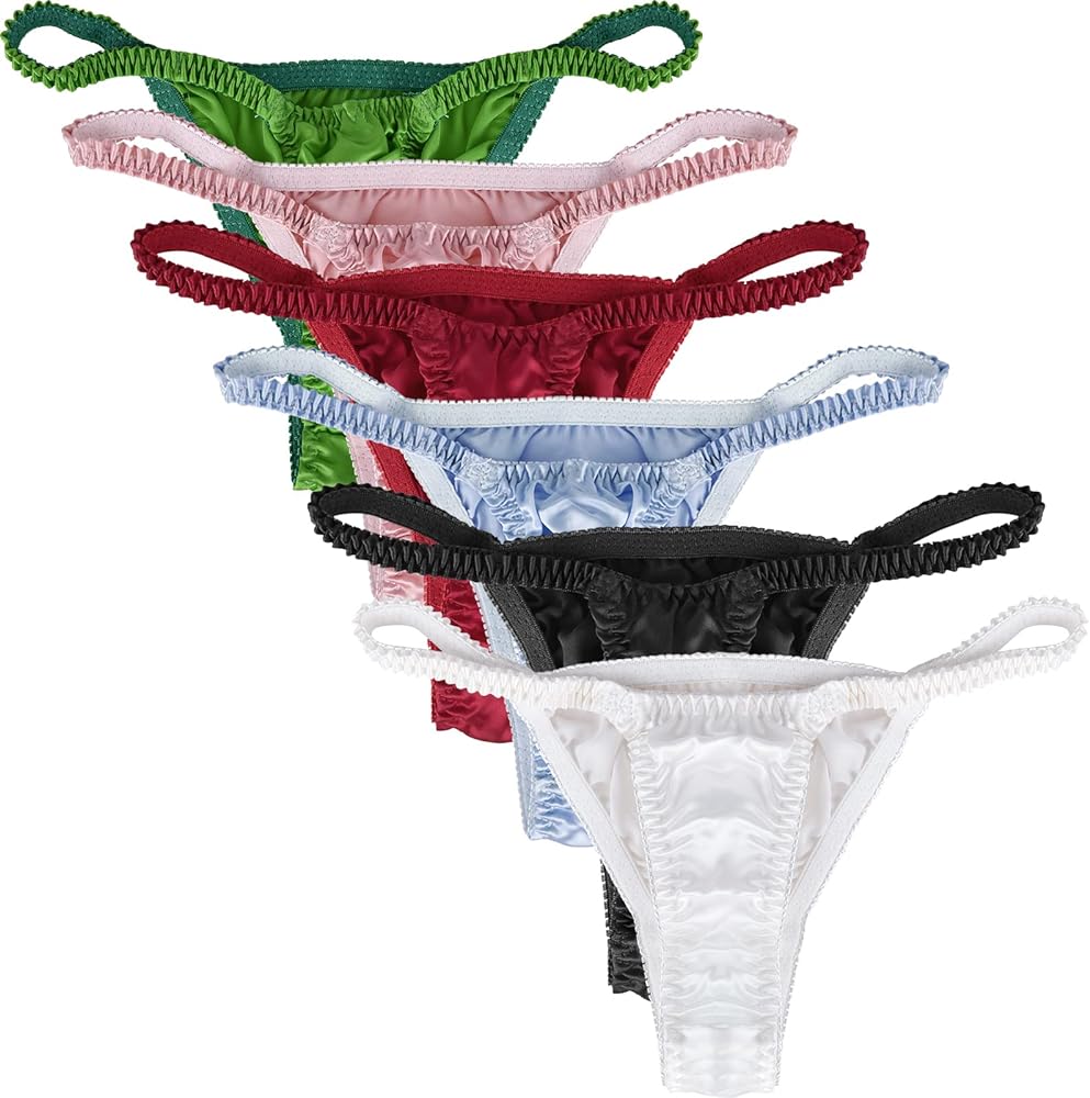 100% Silk Panties, Sexy womens underwear, Satin Bikini Panties for Women (6-Pack)