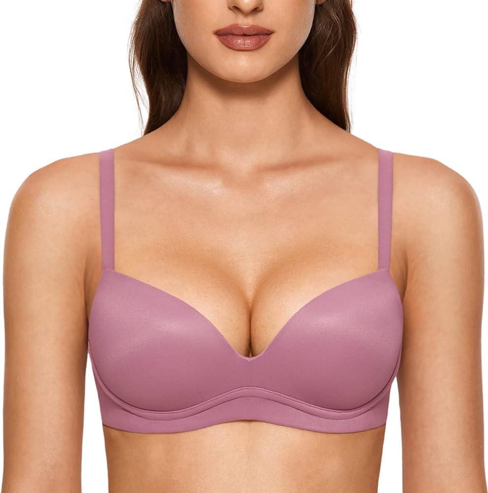 DOBREVA Women's Push Up Bra No Underwire Comfortable Wireless Bras Padded Plunge