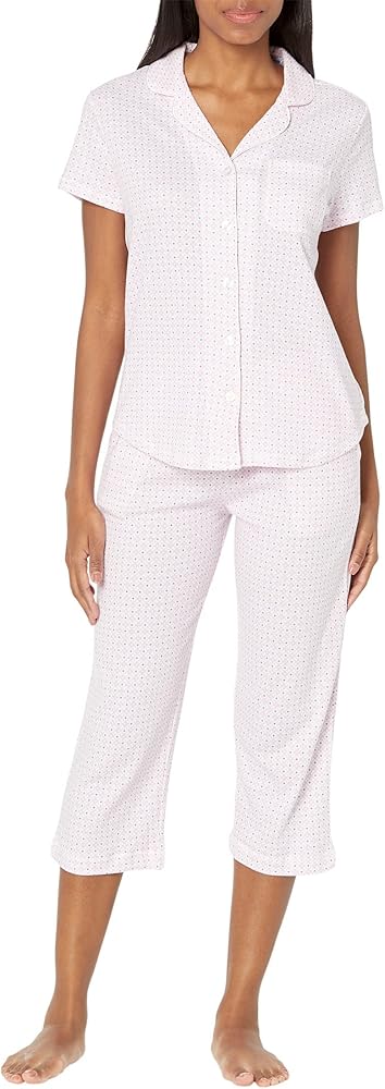 Karen Neuburger Women's Petite Berry Kiss Short Sleeve Girlfriend Capris Pj