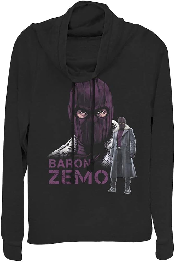 Marvel Falcon and The Winter Soldier Masked Zemo Women's Cowl Neck Long Sleeve Knit Top