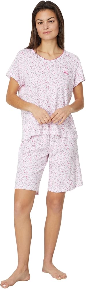 Karen Neuburger Women's Blissful Two-Piece Short Sleeve Bermuda Set