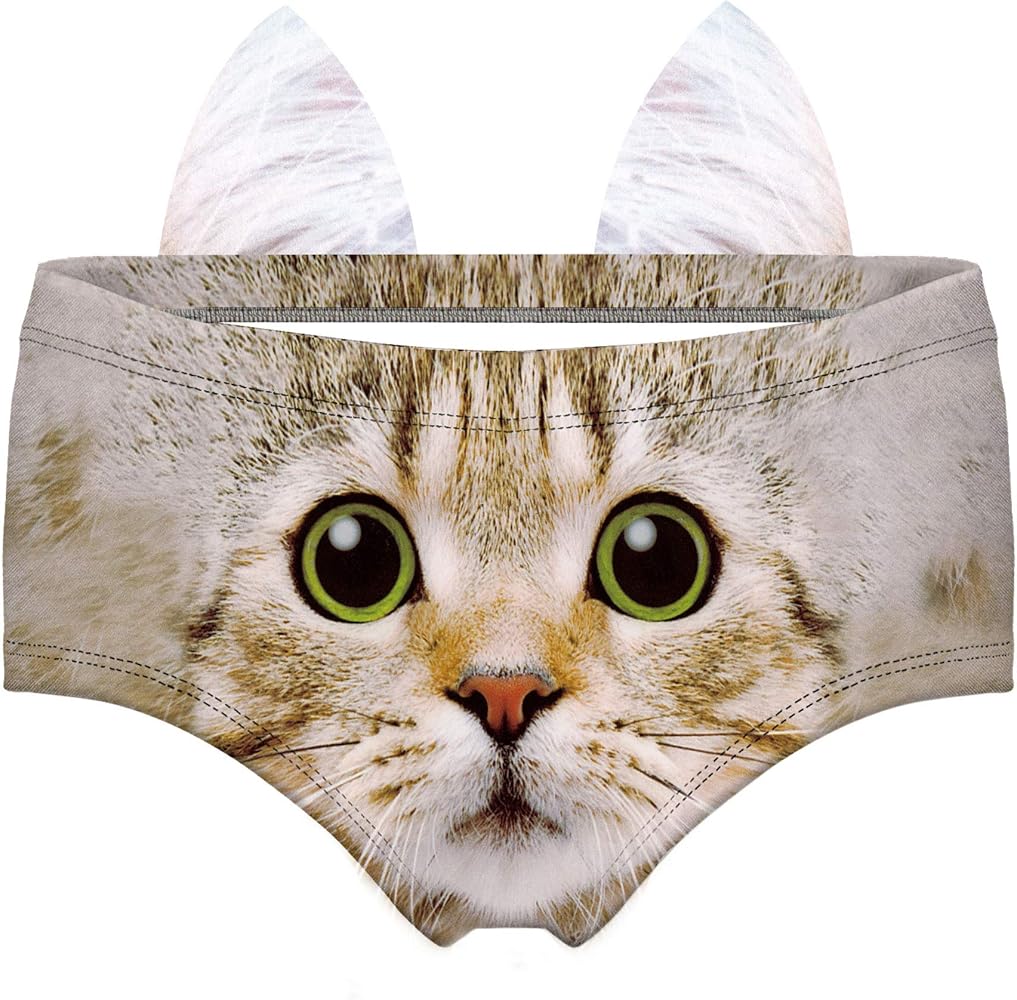 RUNYNXIN Funny low-waisted Ears Underwear Sexy for Women Gifts ERDNK007-M, Medium, Cat's Ear4