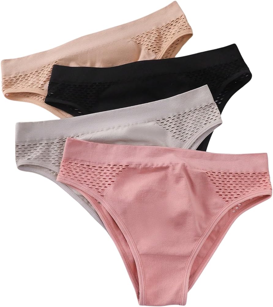 SOLY HUX Women's 4 Pack Seamless Underwear Panties Cut Out High Waisted Brief Panties