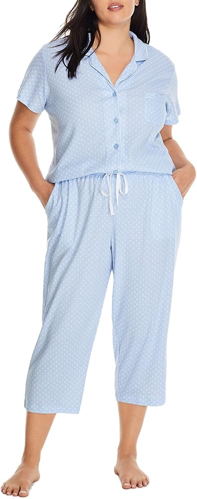 Karen Neuburger Womens Plus Size Short-Sleeve Girlfriend Pajama Set