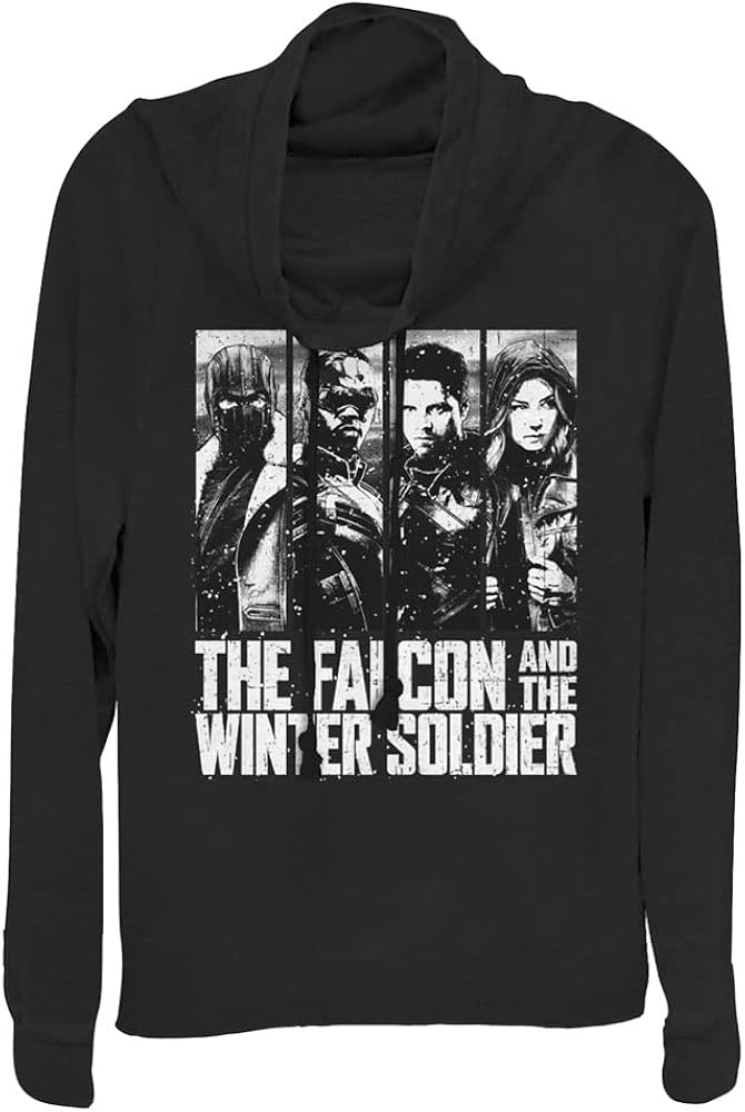 Marvel Falcon and The Winter Soldier White Out Women's Cowl Neck Long Sleeve Knit Top