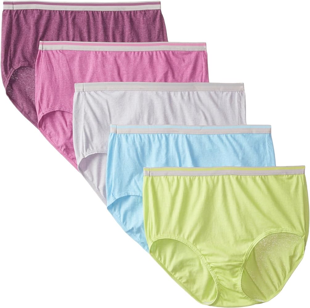 Fruit of the Loom Women's Plus Size Fit for Me 5 Pack Cotton Panties