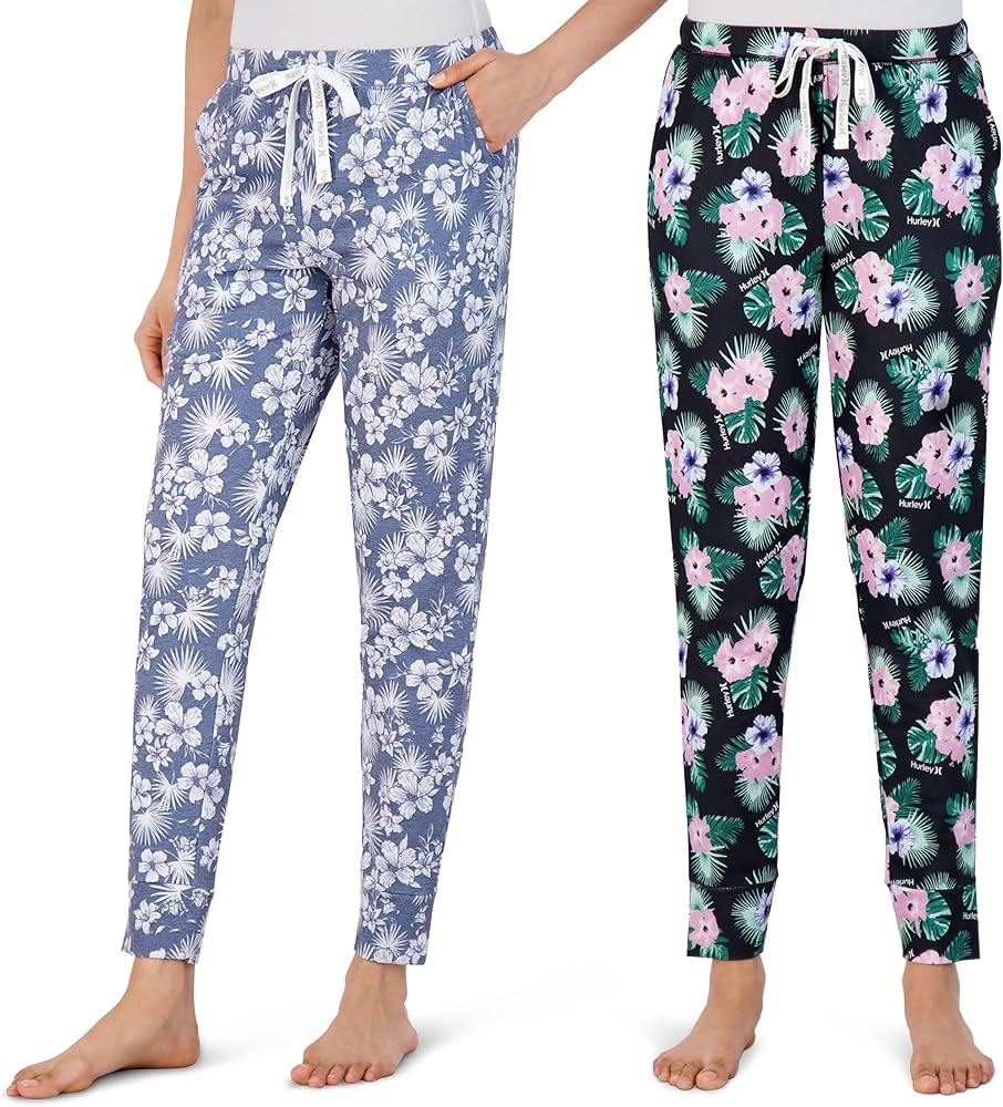 Hurley Womens 2 pack pajama pants, cute super soft sleep joggers