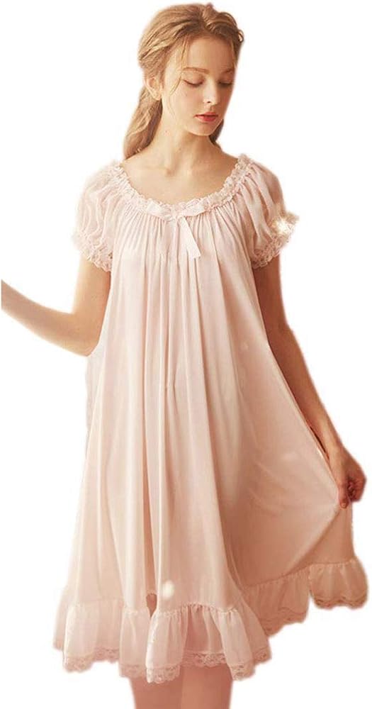 Women's Vintage Nightgowns Nightdress Satin Silk Victorian Sleepwear Bridal Chemises Loungwear Leisure Nighties