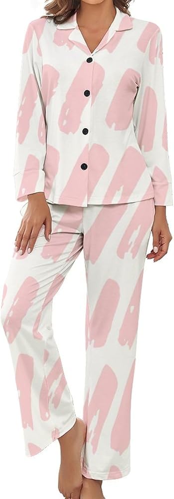 Women's Pajamas Graffiti Long Sleeve Sleepwear Top with Long Pajama Pant Set 2-Piece Soft PJ Loungewear