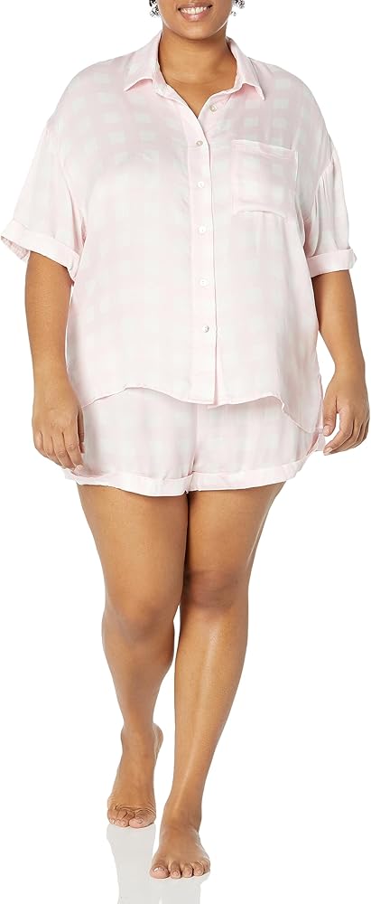 City Chic Women's Apparel Plus Size Juno PJ Set, Pink Gingham, 14 US