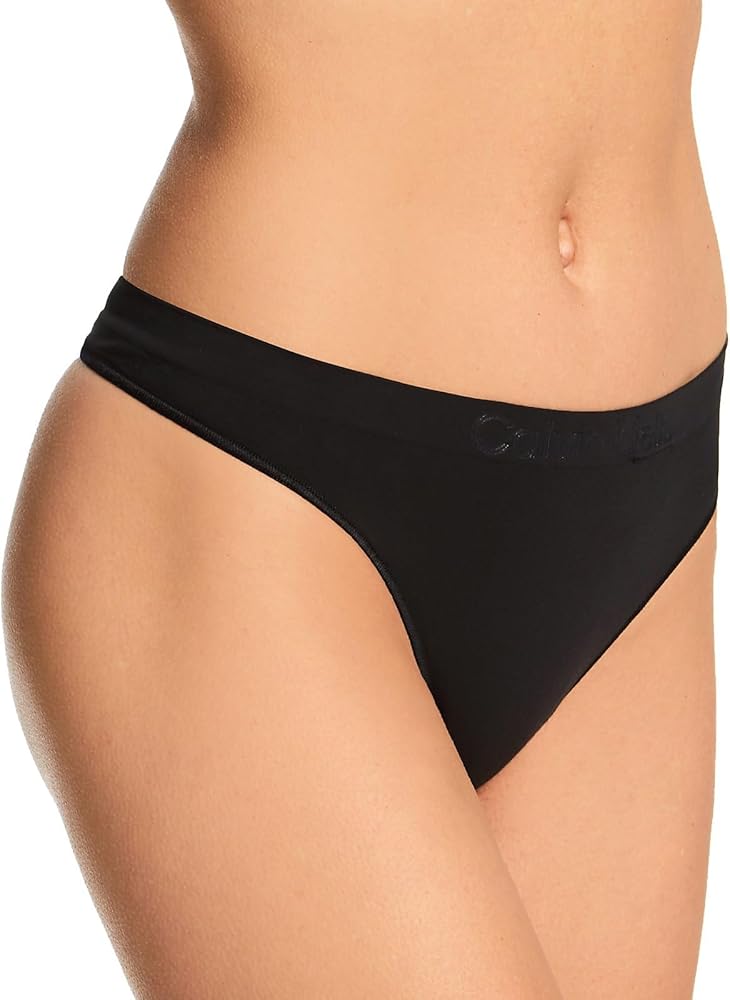 Calvin Klein Women's Bonded Flex Thong, QD3958, Black, L