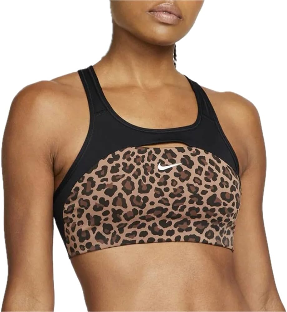 Nike Women's Swoosh Sports Bra, Brown Leopard, L Regular US