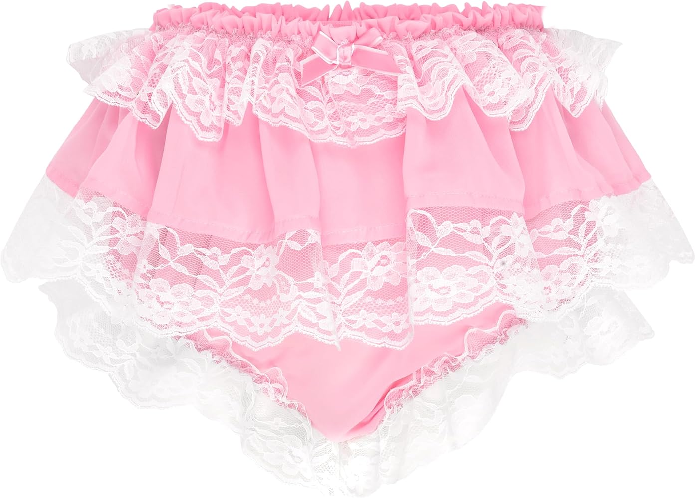 Satini Frilly Lace Sissy Ruffled French Knickers Briefs Lingerie Chiffon Sheer Underwear Panties