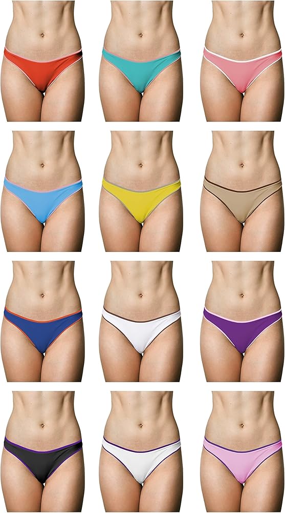 Sexy Basics Women’s Cotton Stretch Bikini Panty- Pack of 12