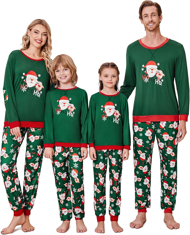 Ekouaer Matching Christmas Family Pajamas Sets X-mas Holiday Pjs