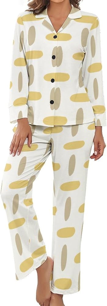 Stylish Pajamas Set for Women Soft Long Sleeve Pj Sleepwear Pants Illustration Pajama Lounge Sets Loungewear