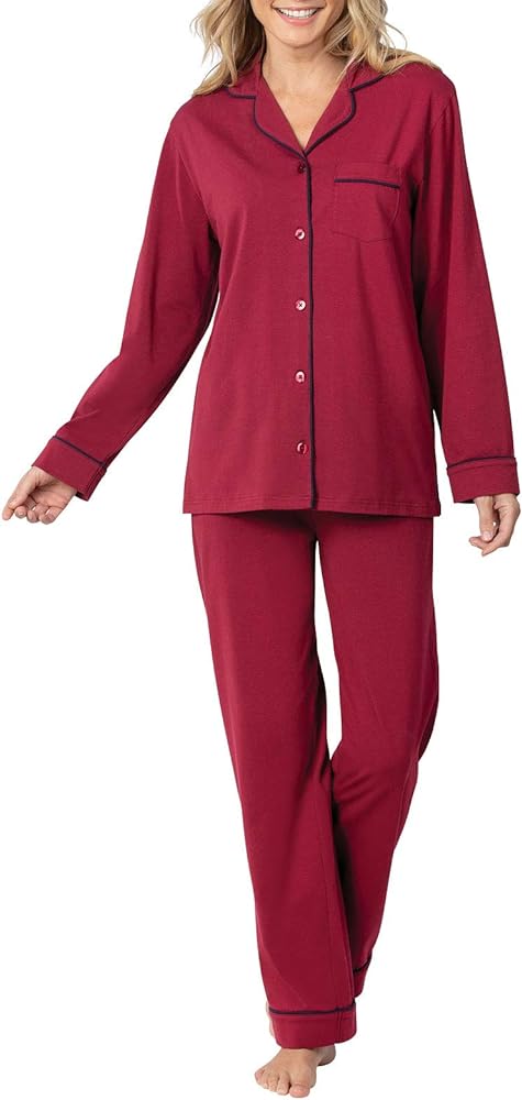 PajamaGram Pajama Set For Women - Pajamas Women Jersey Boyfriend, 100% Cotton