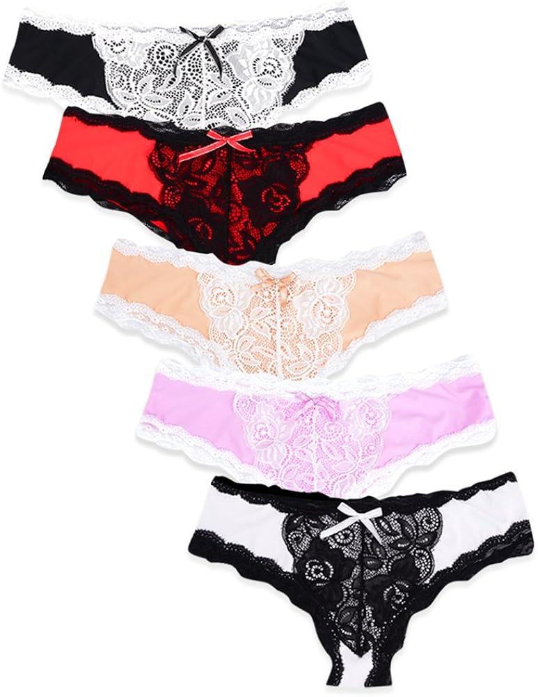 Women's Lace Underwear Sexy Soft Hipster Panties Comfort Bikini Underwear for Ladies