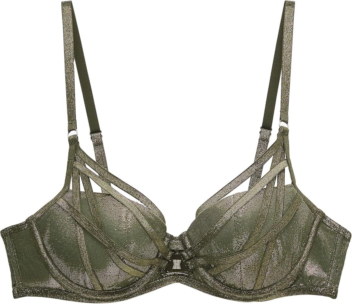 Savage X Women's Going Platinum Mesh Caged Demi Bra