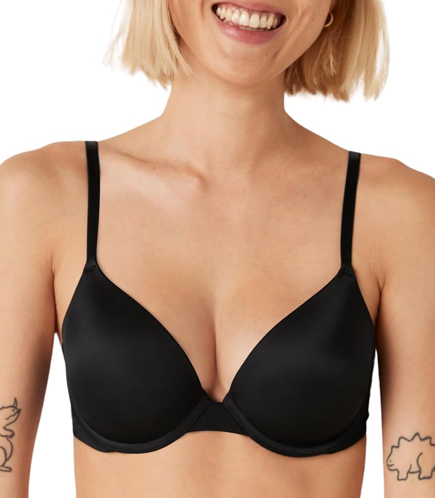 Victoria's Secret Pink Wear Everywhere Push Up Bra, Padded, Smoothing, Bras for Women, Black (38DD)