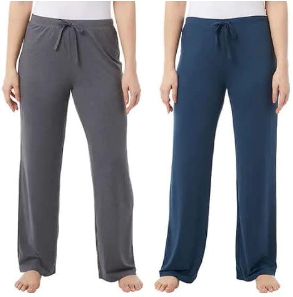 32 Degrees Cool Women's 2 Pack Soft Sleep Lounge Pants Gray/Blue Medium