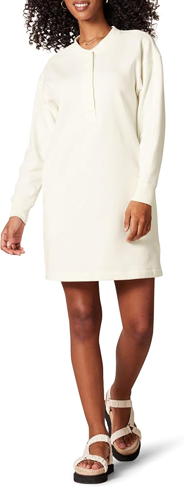 Amazon Essentials Women's Knit Henley Sweatshirt Dress (Available in Plus Size)