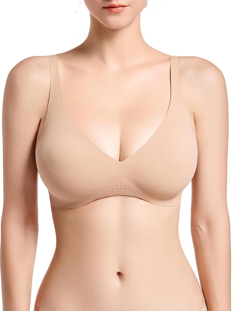 SHAPERX Wireless Scoop Bras for Women Small to Plus Size Everyday Bra with Removable Pads