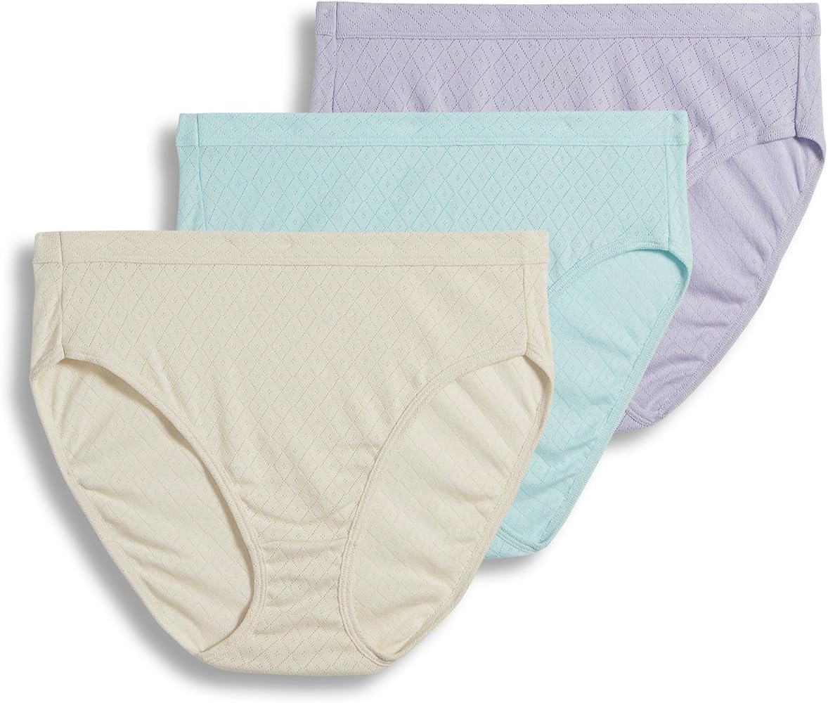 Jockey Women's Elance Breathe French Cut 3-Pack Violet Veil/Sandy Shimmer/Minty Mist 9