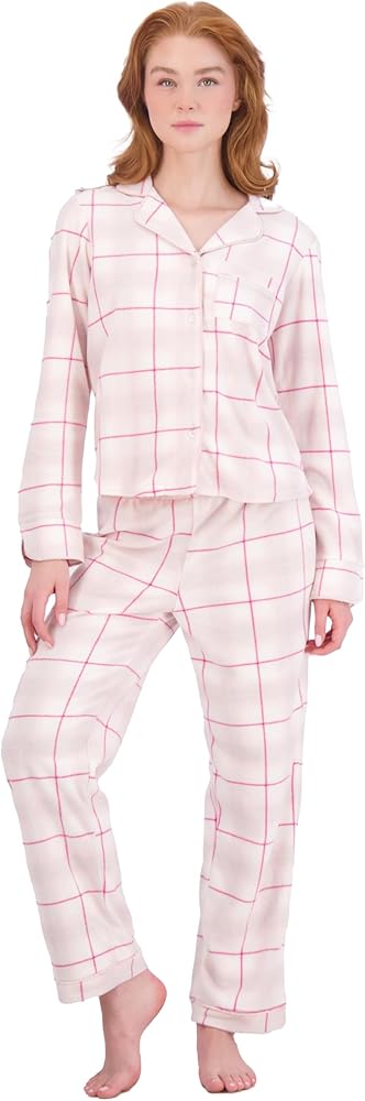 Jessica Simpson Women's Pajama Set - 2 Piece Long Sleeve Button Down Sleep Shirt and Lounge Pants - Sleepwear for Women, S-XL