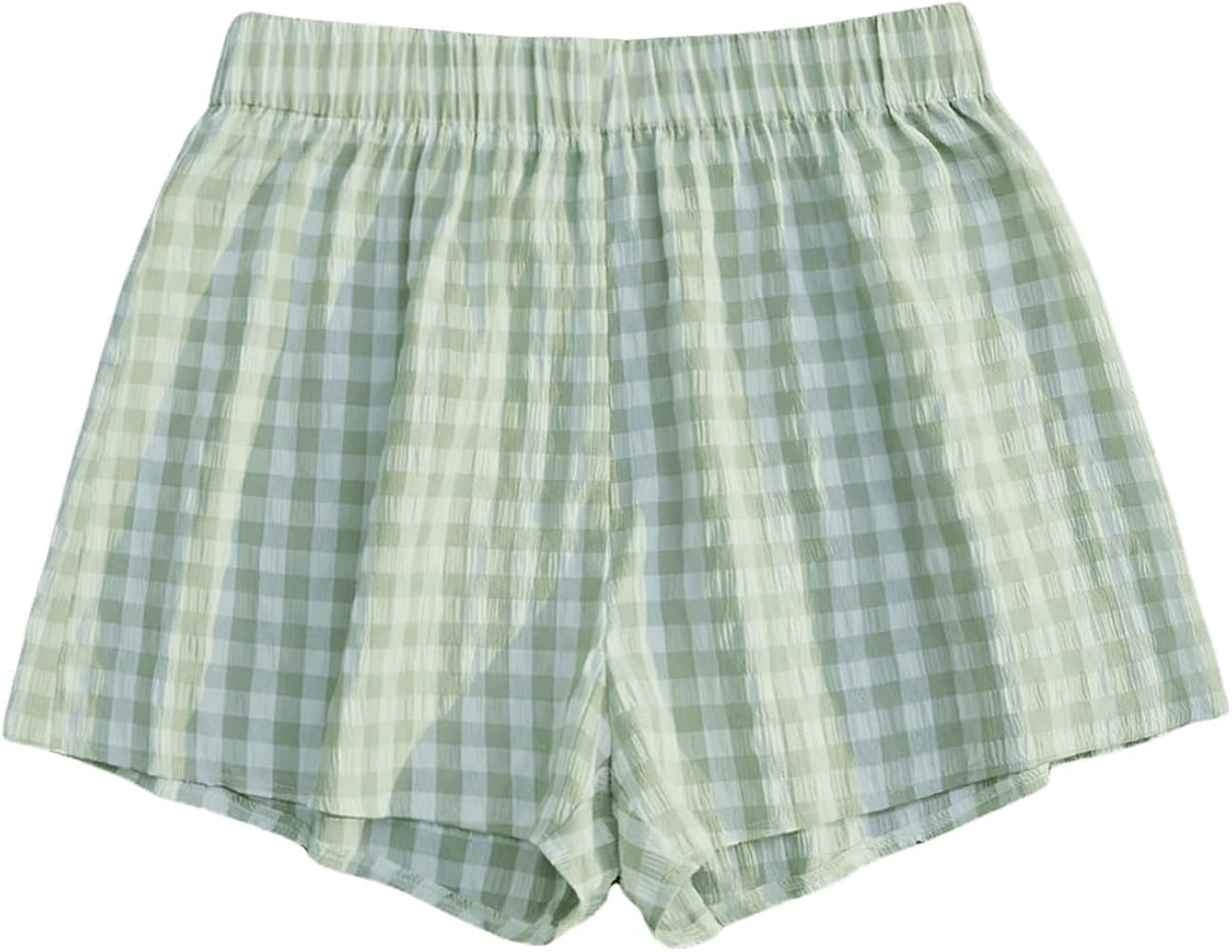 MakeMeChic Women's Elastic Waisted Plaid Shorts Lounge Pajama Shorts