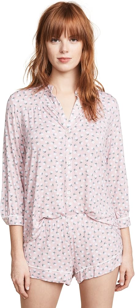 Eberjey Women's Petite Fleur Mandarin Top