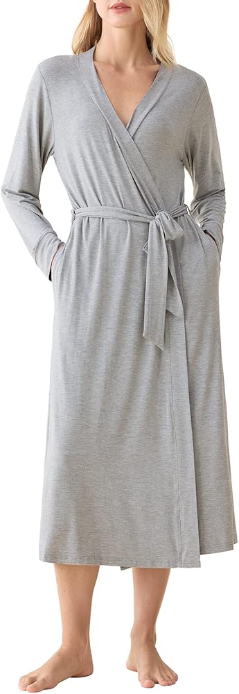 Latuza Women's Viscose Robes Long Sleeves Bathrobe with Pockets