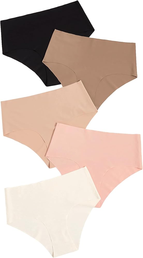 Verdusa Women's 5 Pack Scalloped Seamless Thong Panties Invisible G String