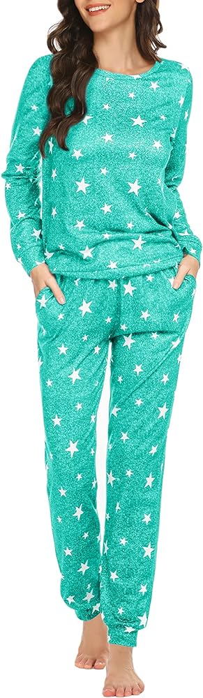 Ekouaer Pajama Sets Long Sleeve Jogger Sets 2 Piece Lounge Sets PJ Sets Sleepwear Loungewear for Women