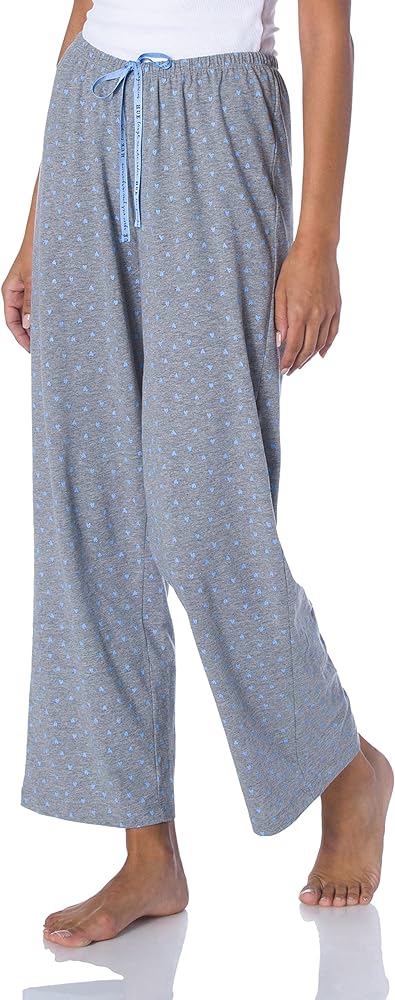 Hue Women's SleepWell Basic Printed Knit Performance Sleep Pajama Pant, Made with Temperature Regulating Technology, Bella Blue-Mini Scribble, Medium