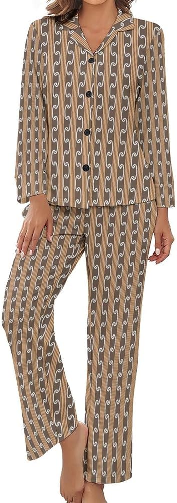 Women's Pajama Set - Classical 2-Piece Sleepwear Nightwear with V-Neck Long Sleeve Top And Pocketed Pants