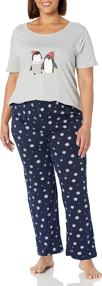 EVANS Women's Plus Size Sleep Set Snow Sleepy