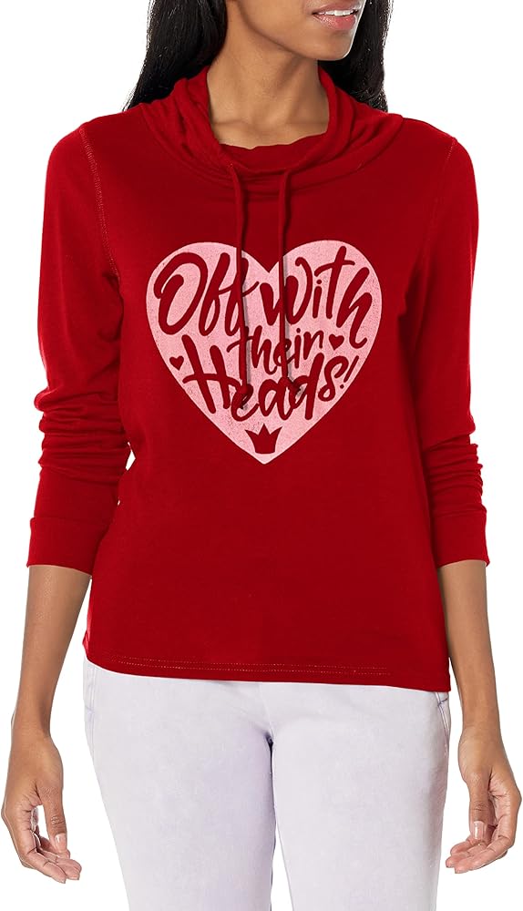 Disney Villains Heart Queen Women's Cowl Neck Long Sleeve Knit Top